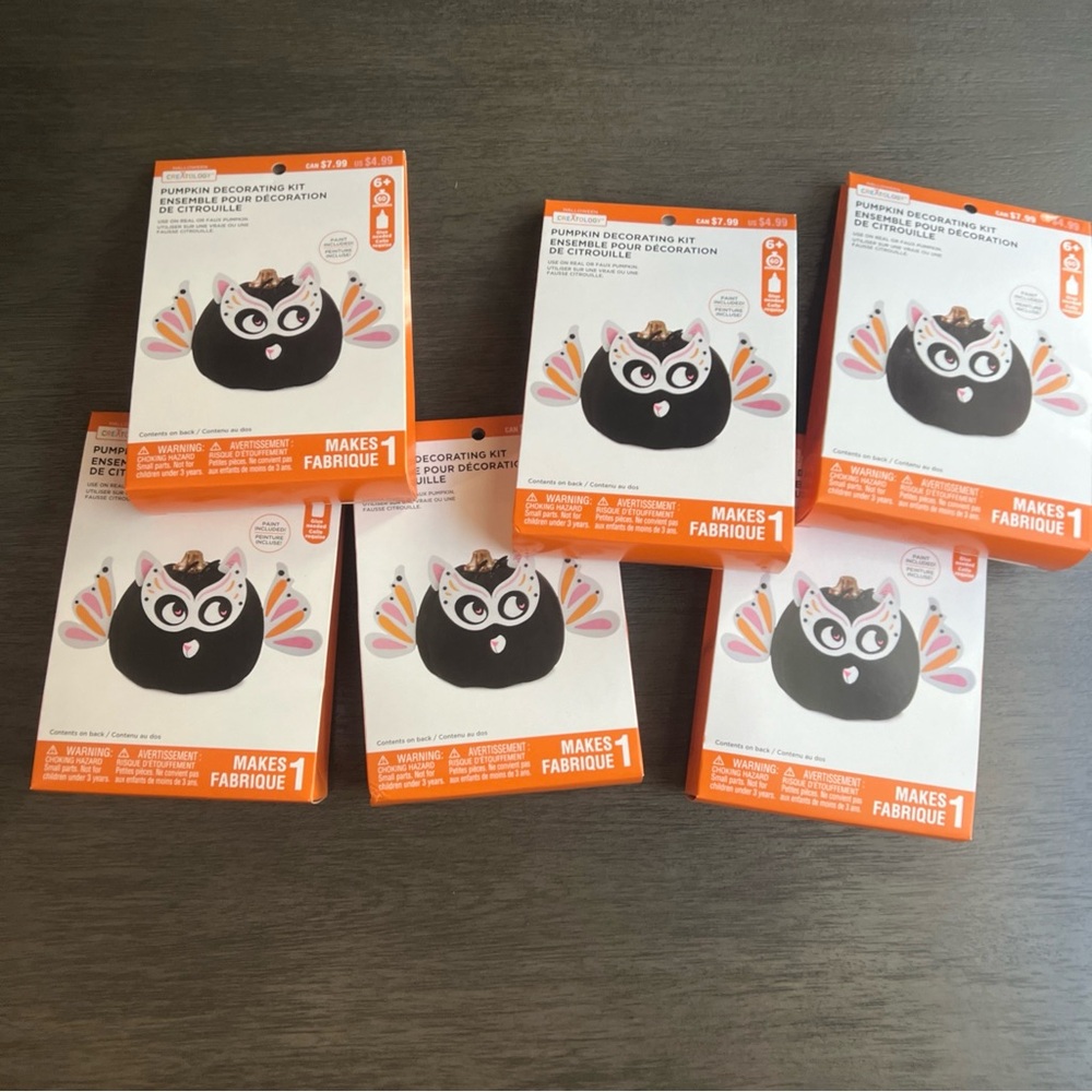 Lot Of 6 Halloween Pumpkin Decorating Kit Cat Butterfly Fairy Kids Craft New